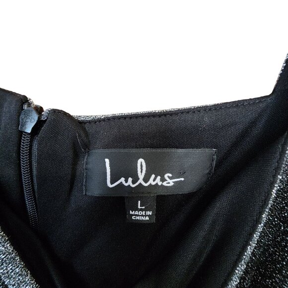 Lulus Silver Glitter Mini Dress L Square Neck Sleeveless Party Cocktail Wear - Picture 3 of 3